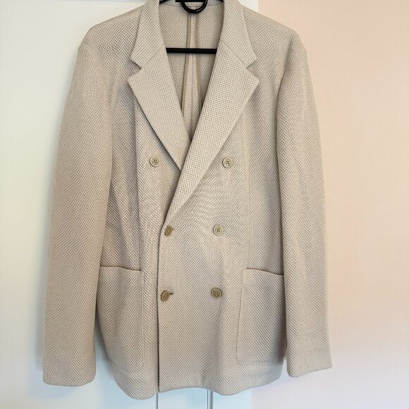 Emporio Armani Suit Jacket Tan Double Breast Made in Italy Size M - Picture 1 of 6